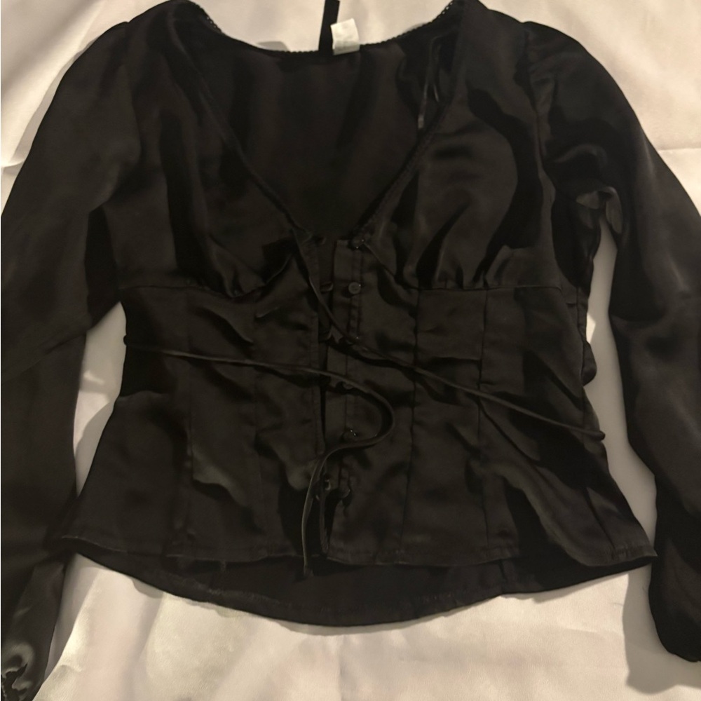 H&M Black Satin Blouse